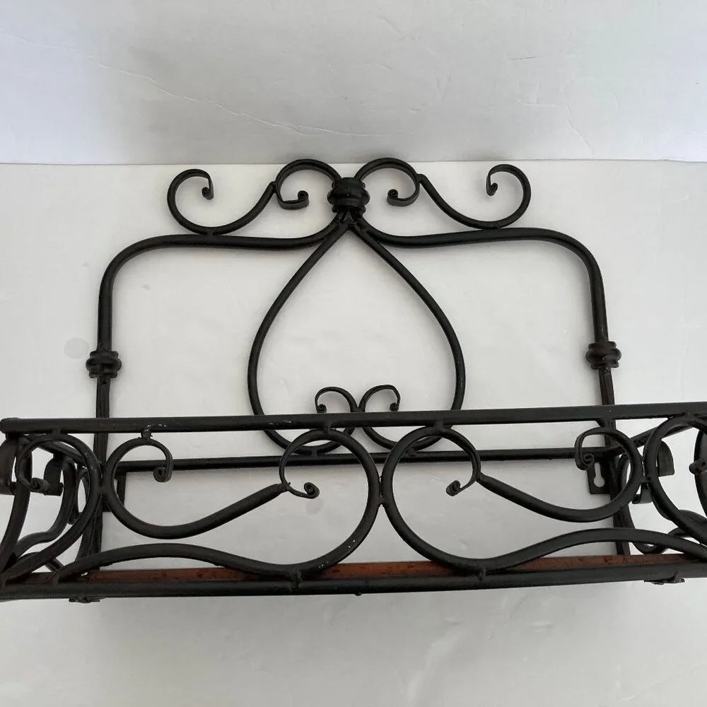 Vintage Wooden Iron Scroll Wall Shelf 12